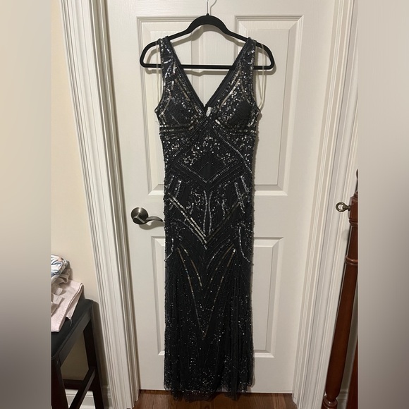 Navy beaded formal/prom dress - Picture 3 of 4